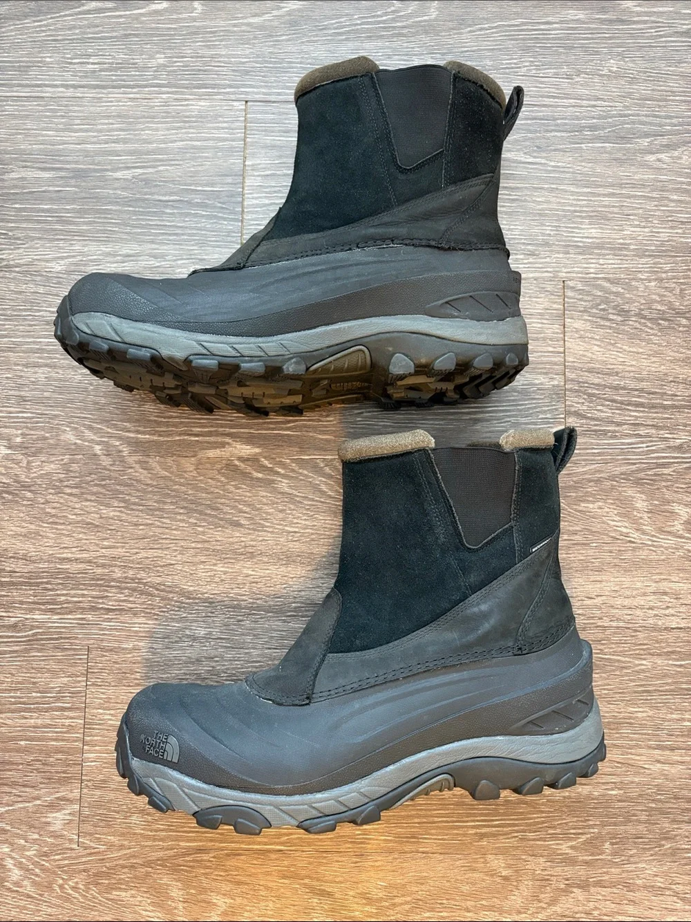 The North Face Men’s Chilkat Black and Gray Waterproof Slip-On Winter Boots